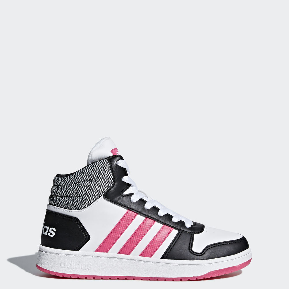 Adidas Hoops 2.0 Mid - αθλητικα παπουτσια για κοριτσια - Μαυρα/Ροζ/Ασπρα,Μέγεθος: EU 27 – 39 1/3 (86